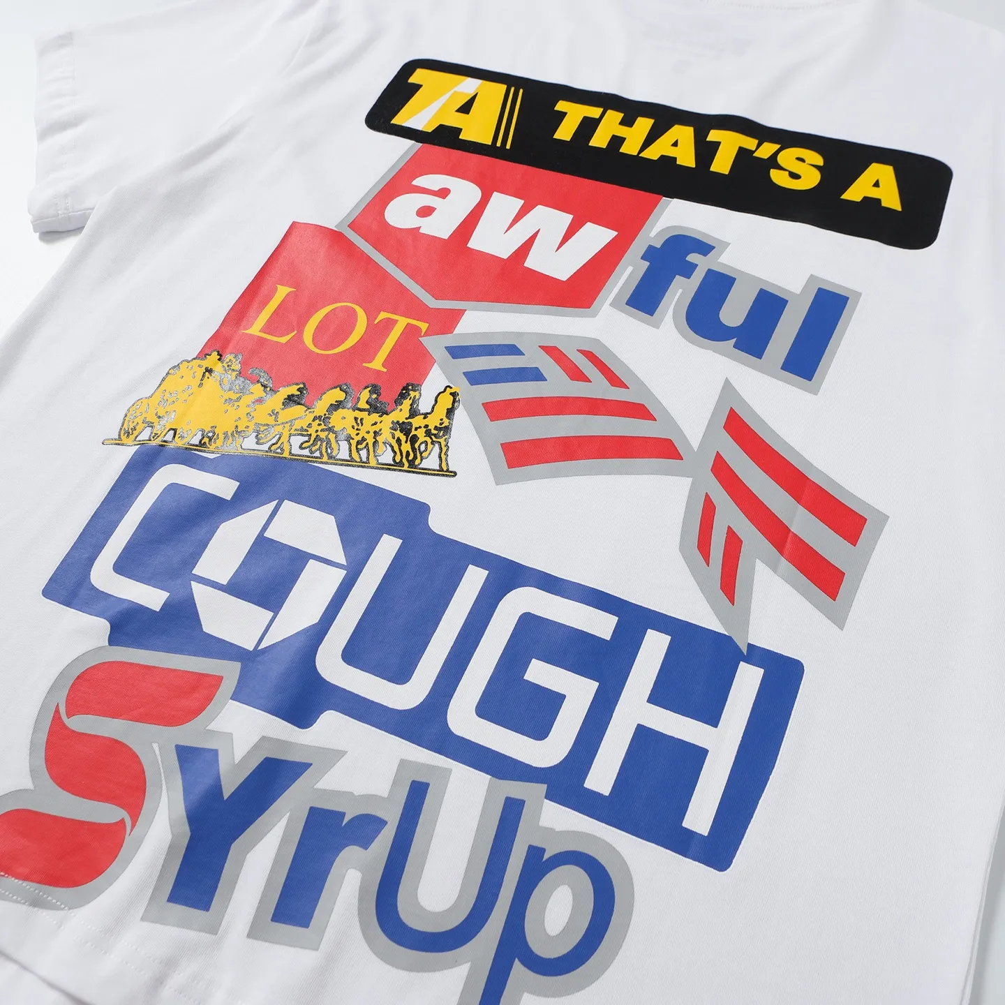 #White/Black ｜ THAT'S A AWFUL LOT OF COUGH SYRUP In Stock Real shot American simple trendy brand loose casual T-shirt Fabric (fabric): 32 counts Weight combed double yarn pure cotton Sizes (size): S-M L X L Color (colour):, Black/White